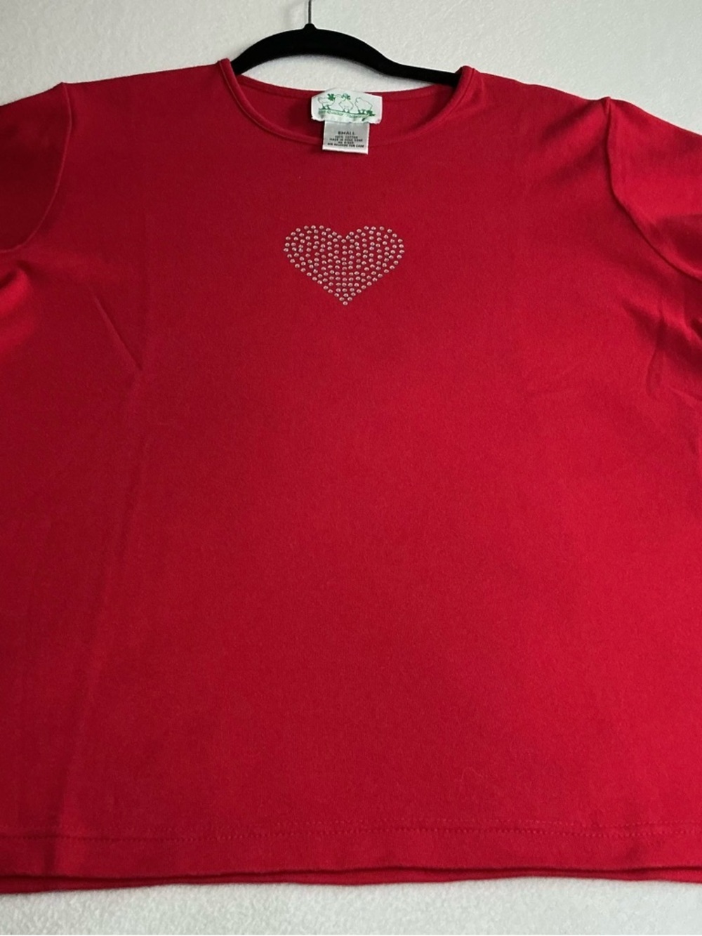 Quacker Factory Bright Red Crewneck heart Tee - Picture 2 of 8